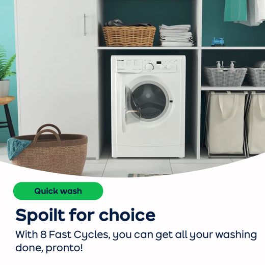Indesit My Time MTWC 91495 W UK N 9kg Washing Machine with 1400 rpm - White - AO Annotation - 8 Fast Cycles